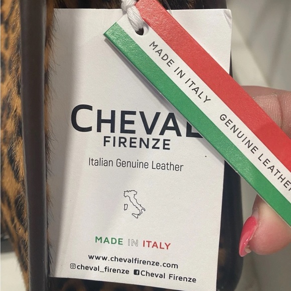 🆕 Cheval Firenze 🇮🇹 Leather Leopard Print Crossbody Handbag With Pouch - Picture 10 of 15